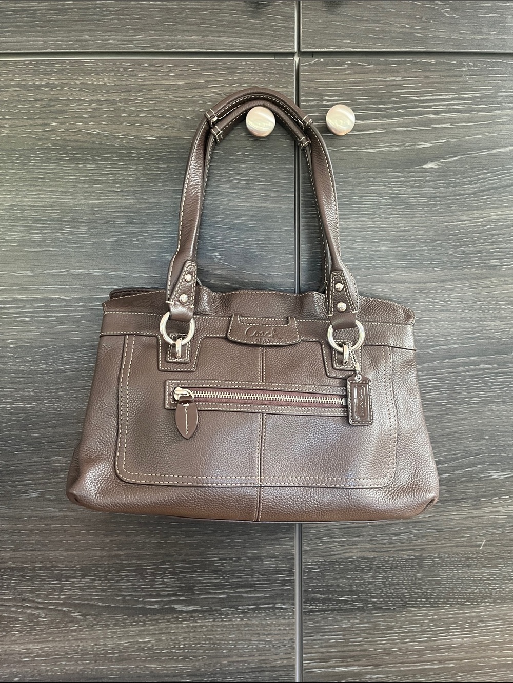 Coach Brown Pebbled Leather Shoulder Bag